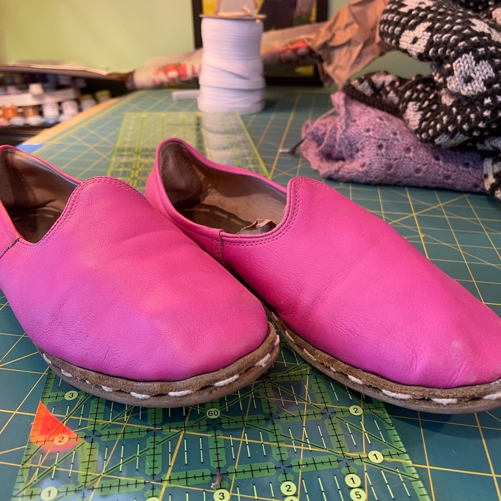 Vibrant Pink Slip-On Sabah Leather Shoes